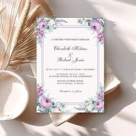 Lavender Paarse Floral Wedding Invitation Kaart