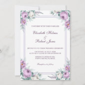 Lavender Paarse Floral Wedding Invitation Kaart (Voorkant)