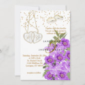 Lavender Paarse Floral Wedding Invitation Kaart (Voorkant)