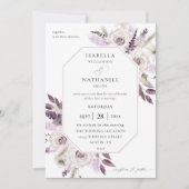 Lavender Paarse Floral Wedding Kaart (Voorkant)