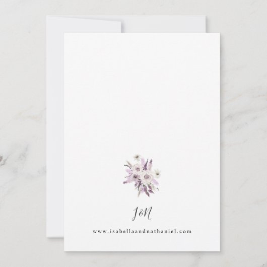 Lavender Paarse Floral Wedding Kaart (Achterkant)