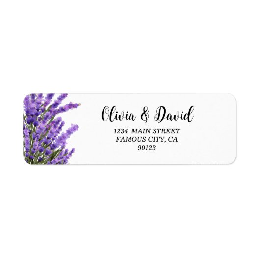 Lavender Paarse Florals Adres Etiket (Voorkant)
