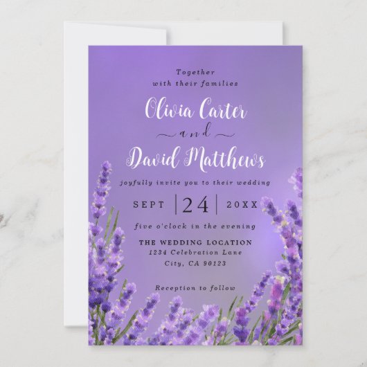 Lavender Paarse Florals Weddenschap Save The Date (Voorkant)