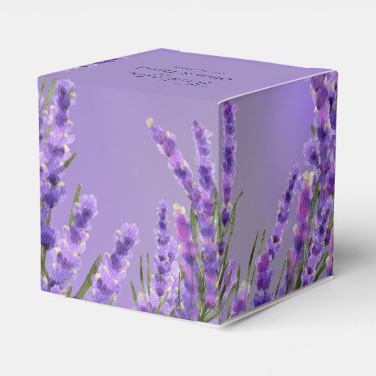 Lavender Paarse Florals Wedding Favor Box Bedankdoosjes (Achterkant)