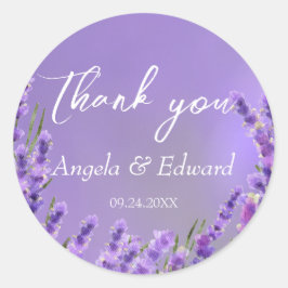 Lavender Paarse Florals Wedding Ronde Sticker