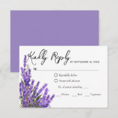 Lavender Paarse Florals Wedding RSVP Kaart (Voorkant / Achterkant)