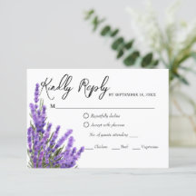 Lavender Paarse Florals Wedding RSVP Kaart
