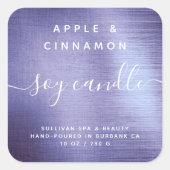 Lavender Paarse Folie geborsteld metaal Soy Candle Vierkante Sticker (Voorkant)