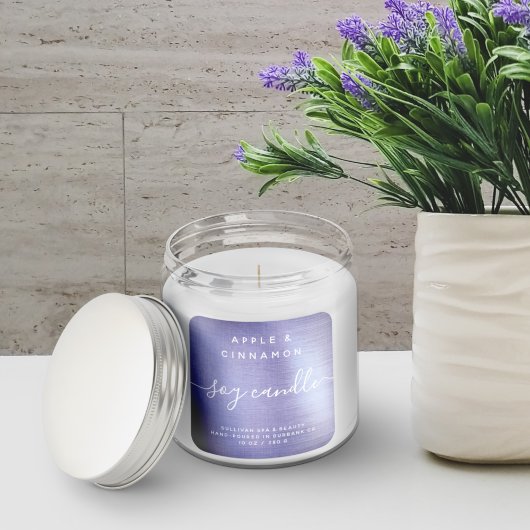 Lavender Paarse Folie geborsteld metaal Soy Candle Vierkante Sticker