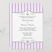 Lavender Paarse Gray Nautical Wedding Uitnodiging (Voorkant / Achterkant)