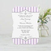 Lavender Paarse Gray Nautical Wedding Uitnodiging (Staand voorkant)