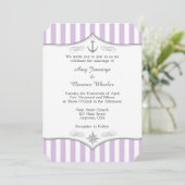 Lavender Paarse Gray Nautical Wedding Uitnodiging (Staand voorkant)