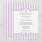 Lavender Paarse Gray Nautical Wedding Uitnodiging (Voorkant / Achterkant)
