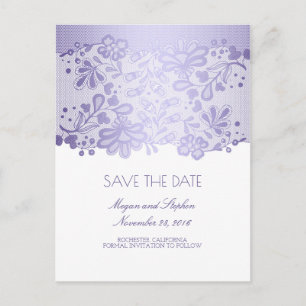 Lavender Paarse Lace Elegant Save the Date Aankondigingskaart