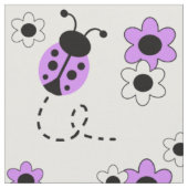 Lavender Paarse Ladybug Lady Bug Floral Flowers Stof (Close Up)
