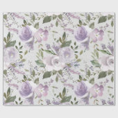 Lavender Paarse Lila Waterverf Floral Flowers Cadeaupapier (Vlak)