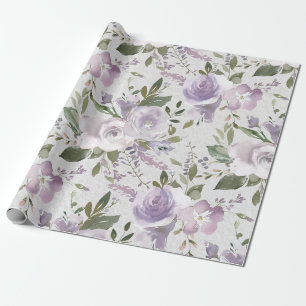 Lavender Paarse Lila Waterverf Floral Flowers Cadeaupapier
