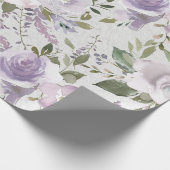 Lavender Paarse Lila Waterverf Floral Flowers Cadeaupapier (Hoek)