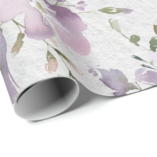 Lavender Paarse Lila Waterverf Floral Flowers Cadeaupapier (Rol Hoek)