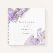 lavender paarse marmer met inkt Guest Book Notitieboek (Voorkant)