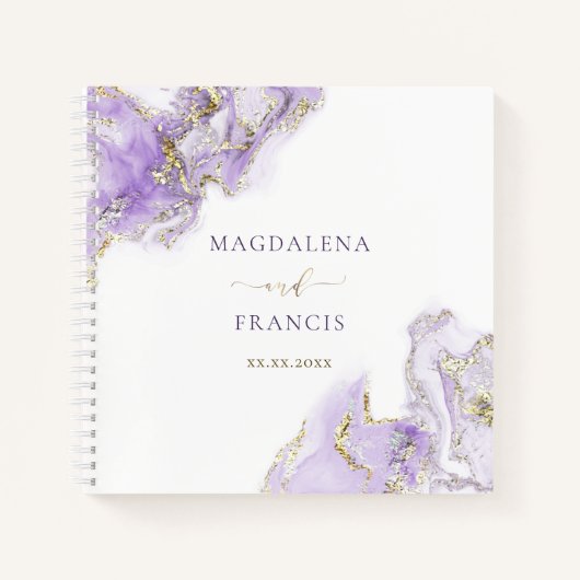 lavender paarse marmer met inkt Guest Book Notitieboek (Voorkant)