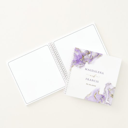 lavender paarse marmer met inkt Guest Book Notitieboek (Binnen)