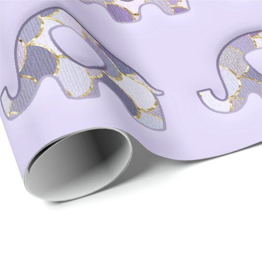 Lavender Paarse Mint Elephants Blauwgroen Lavender Cadeaupapier (Rol Hoek)