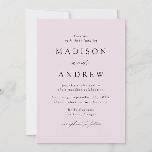 Lavender Paarse Modern Elegance Wedding Kaart (Voorkant)