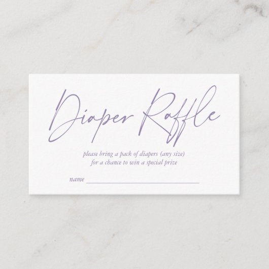 Lavender Paarse moderne, handgeschreven taper Raff Informatiekaartje (Voorkant)