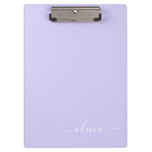 Lavender Paarse Moderne Script Meisjesachtige Mono Klembord (Voorkant)