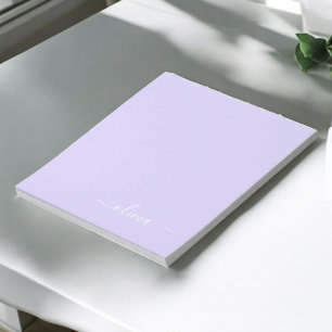 Lavender Paarse Moderne Script Meisjesachtige Mono Notitieblok