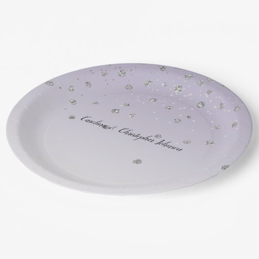 Lavender Paarse Ombre Silver Confetti Sparkle Papieren Bordje (Gekanteld)