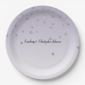 Lavender Paarse Ombre Silver Confetti Sparkle Papieren Bordje (Voorkant)