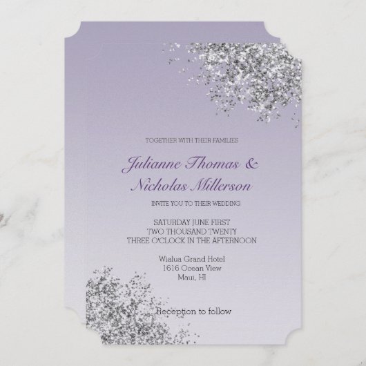 Lavender Paarse Ombre Silver Glitter Sparkle Kaart (Voorkant / Achterkant)