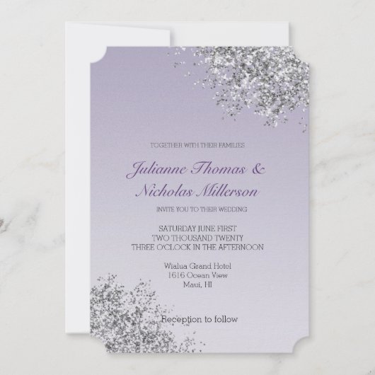 Lavender Paarse Ombre Silver Glitter Sparkle Kaart (Voorkant)