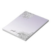 Lavender Paarse Ombre Silver Glitter Sparkle Notitieblok (Linkerzijde)