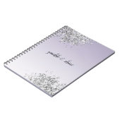 Lavender Paarse Ombre Silver Glitter Sparkle Notitieboek (Linkerzijde)