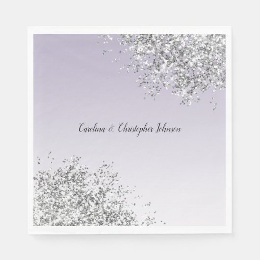 Lavender Paarse Ombre Silver Glitter Sparkle Servet (Voorkant)