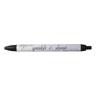 Lavender Paarse Ombre Silver Glitter Sparkle Zwarte Inkt Pen