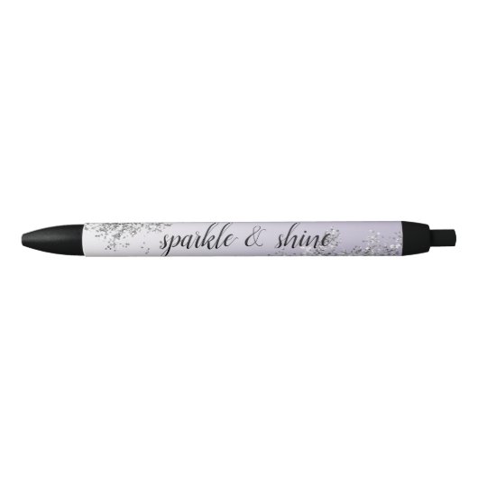 Lavender Paarse Ombre Silver Glitter Sparkle Zwarte Inkt Pen (Voorkant)