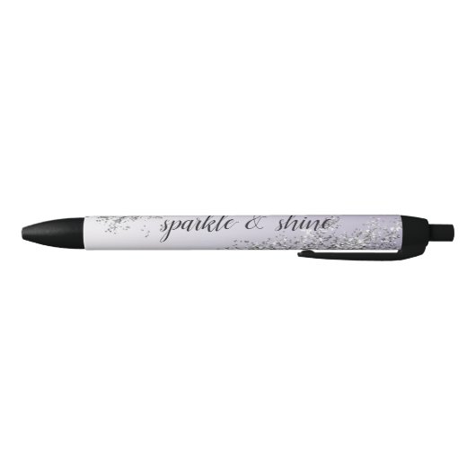 Lavender Paarse Ombre Silver Glitter Sparkle Zwarte Inkt Pen (Bodem)