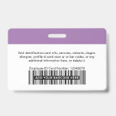 Lavender Paarse Photo Bar of Qr Code Logo Name Badge (Achterkant)