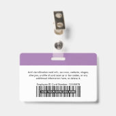 Lavender Paarse Photo Bar of Qr Code Logo Name Badge (Achterkant met clip)
