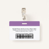 Lavender Paarse Photo Bar of Qr Code Logo Name Badge (Achterkant met clip)