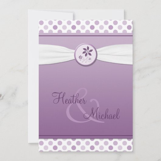 Lavender Paarse Polka Dot Weddenschap Kaart (Voorkant)