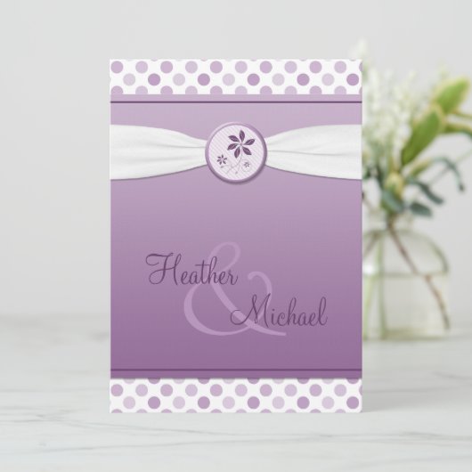 Lavender Paarse Polka Dot Weddenschap Kaart (Staand voorkant)