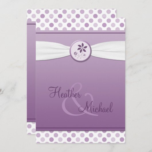 Lavender Paarse Polka Dot Weddenschap Kaart (Voorkant / Achterkant)