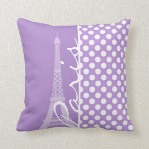Lavender Paarse Polka Dots; Parijs Kussen
