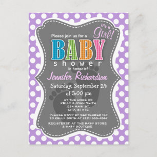 Lavender Paarse Polka Dots Uitnodiging Briefkaart