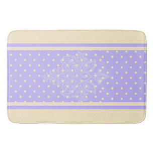 Lavender paarse polka-punten en geel badmat